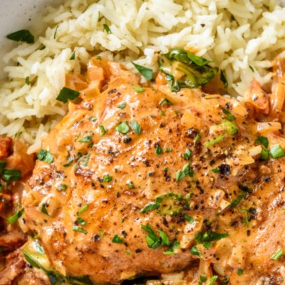 Creamy Tuscan Chicken & Rice | Fit Foodie Meals from Fit Foodie Meals