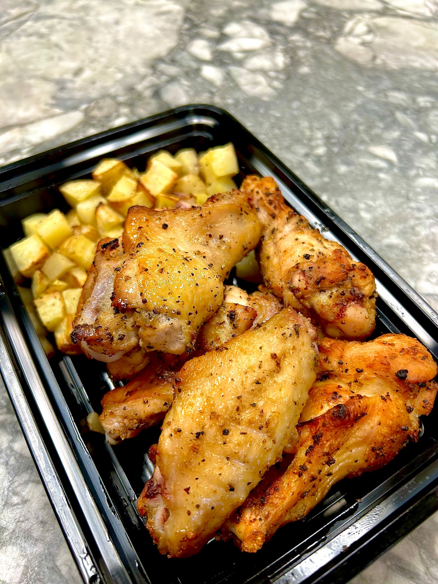 Lemon Pepper Wings w/Roasted Potatoes
